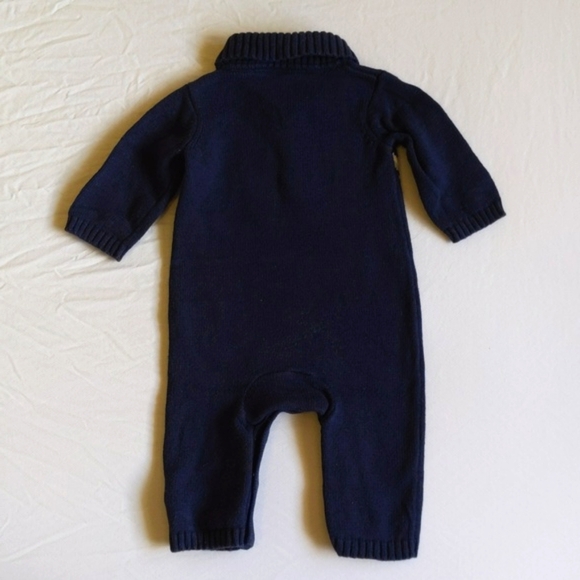 carter's navy shawl collar cotton knit sweater jumpsuit 3 months baby boy - Picture 6 of 6
